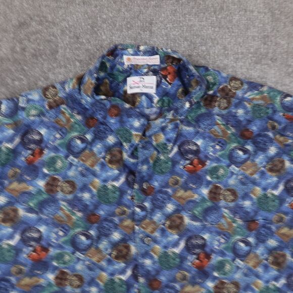 Vintage Neiman Marcus Shirt Men XL Multicolor Button Long Sleeve Imported Thread - Picture 2 of 8